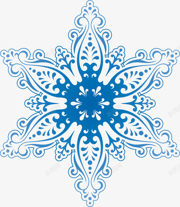 精细的蓝色雪花片png免抠素材_88icon https://88icon.com 雪花 冬季 雪片 六角