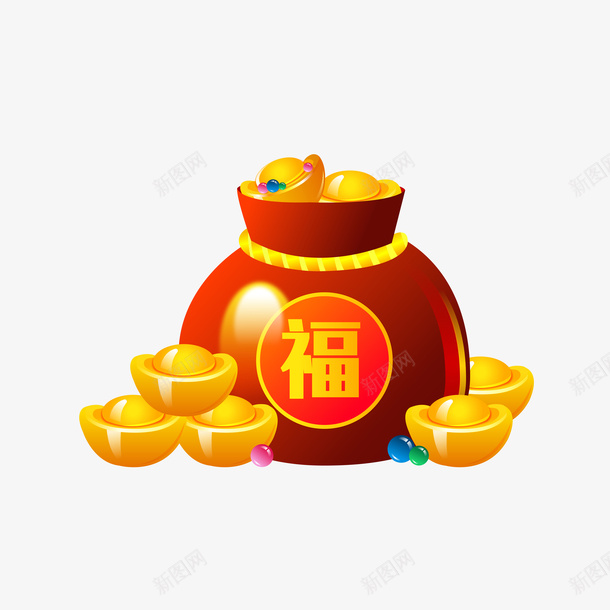 新年红色福袋金币好运福袋ai免抠素材_88icon https://88icon.com 金币 福袋 元宝 春节 新年