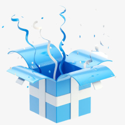蓝色礼盒花边蓝色礼物盒免抠元素高清图片