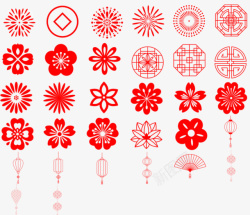 中国风传统红色纹饰素材