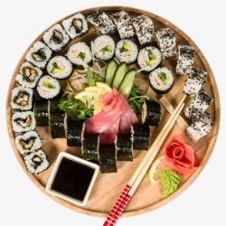 美食俯拍寿司拼盘美食高清图片