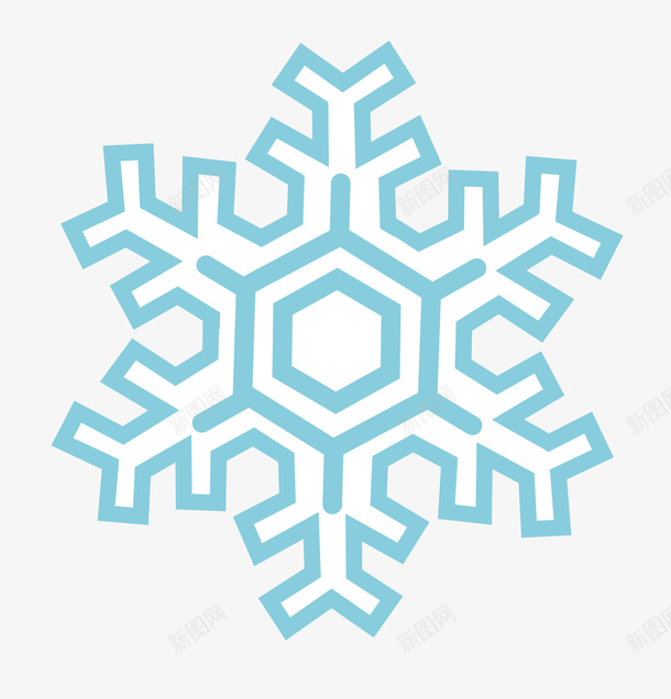 一片蓝色的雪花几何对称图形png免抠素材_88icon https://88icon.com 雪花 细节图 六角 纯色