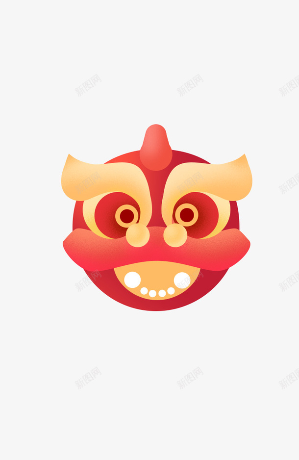 国潮元素中国风春节传统狮子头png免抠素材_88icon https://88icon.com 年货节 春节 传统 中国风 元旦 过年 喜庆 新年素材 喜庆素材