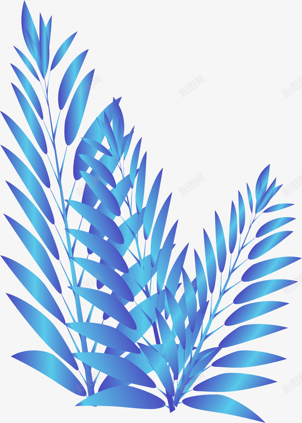 蓝色几何沙棘草叶png免抠素材_88icon https://88icon.com 蓝色 几何 沙棘 草叶