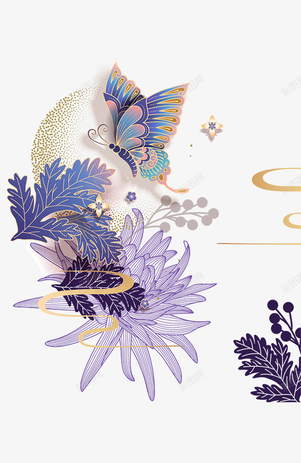 国潮中国风手绘素材蝴蝶png免抠素材_88icon https://88icon.com 国潮 中国风 手绘素材 蝴蝶