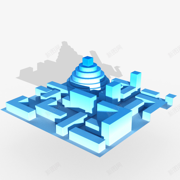 PS3D抽象城市png免抠素材_88icon https://88icon.com 城市 抽象 蓝色 3D