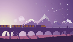 紫色流星凌晨飞驰的列车高清图片