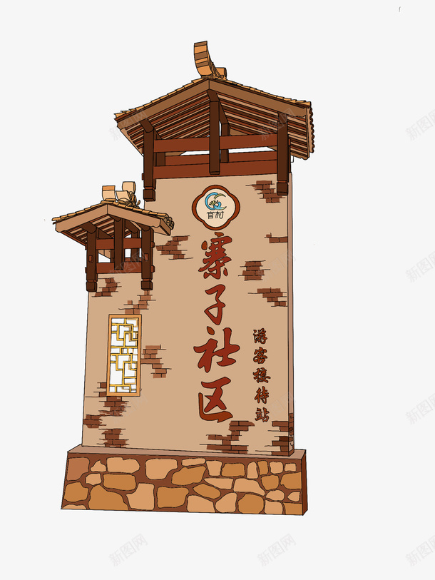 中国风建筑冯家寨子png免抠素材_88icon https://88icon.com 建筑 寨子 社区 门