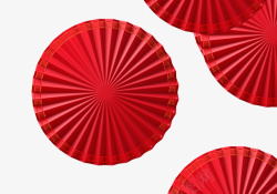 卡通风扇中国风扇子红色扇形装饰扇子过年元素高清图片