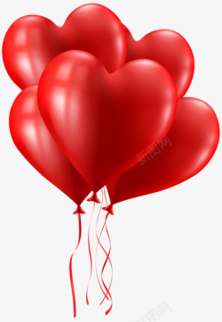 红色爱心气球群一簇情人节红色气球高清图片