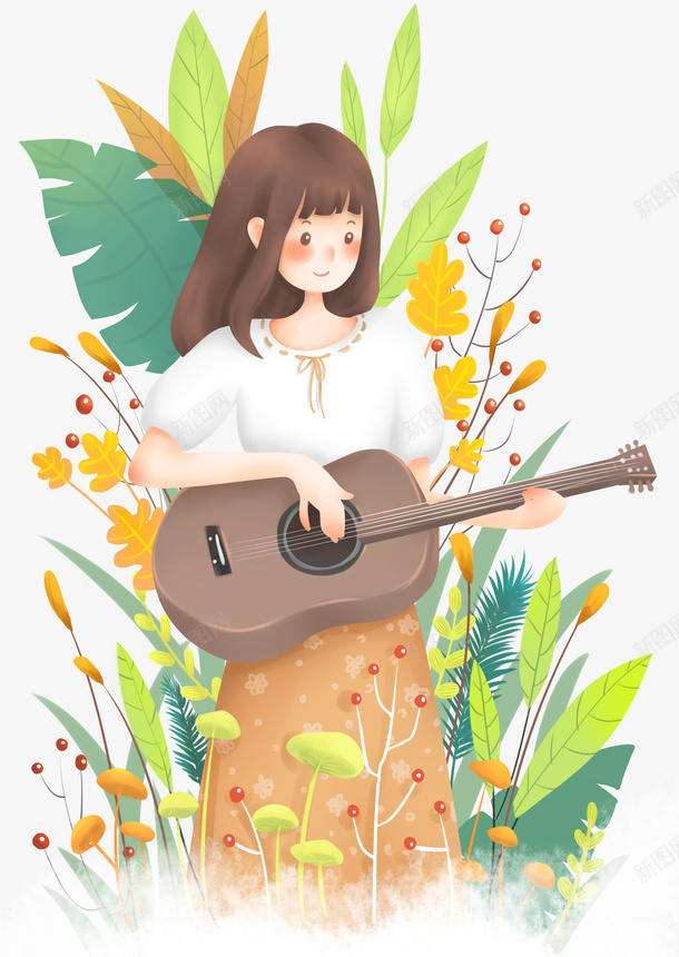 弹吉他的文艺女孩png免抠素材_88icon https://88icon.com 吉他 女孩 可爱 文艺