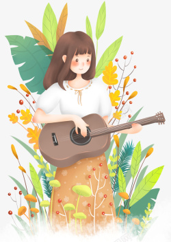 弹吉他的文艺女孩素材