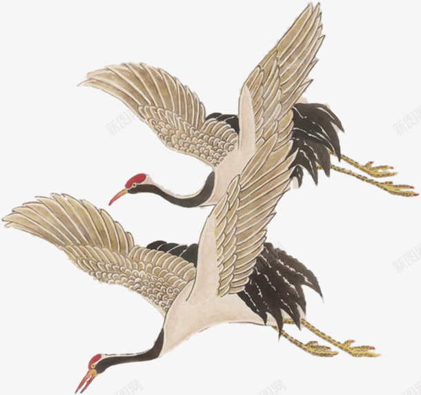 国潮手绘仙鹤复古日式风素材png免抠素材_88icon https://88icon.com 仙鹤 国潮 手绘 复古