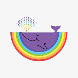 手绘彩虹鲸鱼彩虹喷泉素材