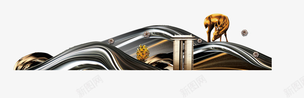 中国风新中式复古黑金房地产金色装饰png免抠素材_88icon https://88icon.com 中国风 新中式 复古 黑金 房地产金色装饰