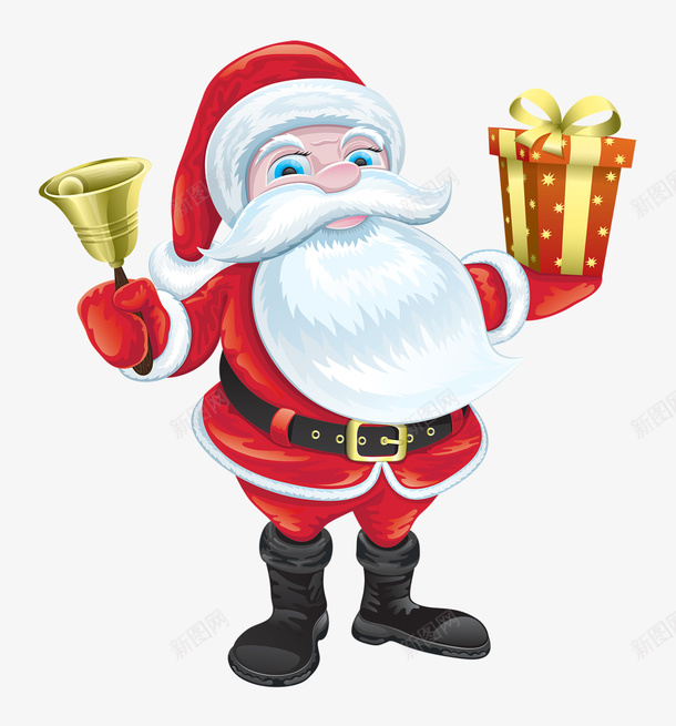 手拿铃铛和礼物的圣诞老人png免抠素材_88icon https://88icon.com 圣诞老人 圣诞节 节日 喜庆