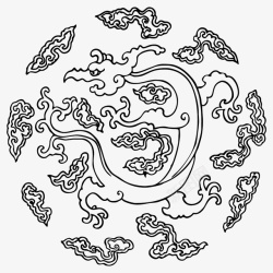 国潮凤凰传统图案圆形标05素材