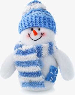 雪人戴着蓝帽子围巾素材
