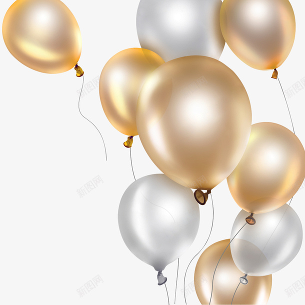 金色气球装饰png免抠素材_88icon https://88icon.com 气球 气球墙 气球小摊 氛围 装饰 金色