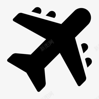 公共标识红机场飞机航班图标