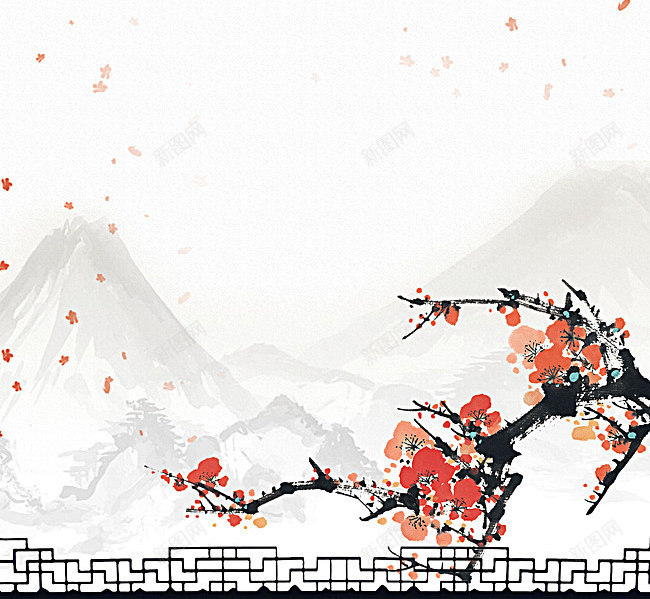 古风梅花海报中国风海报背景jpg设计背景_88icon https://88icon.com 海报 古风 梅花 中国 国风 背景