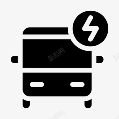 公交地铁标识电动公交车电动汽车插头图标