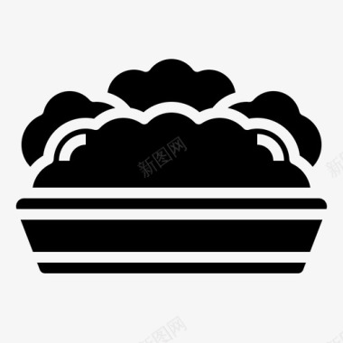 公共标识红灌木建筑长凳图标