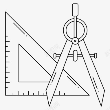 多功能罗盘罗盘和尺子建筑绘图图标