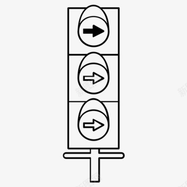 大雪道路箭头标志道路交通红绿灯图标