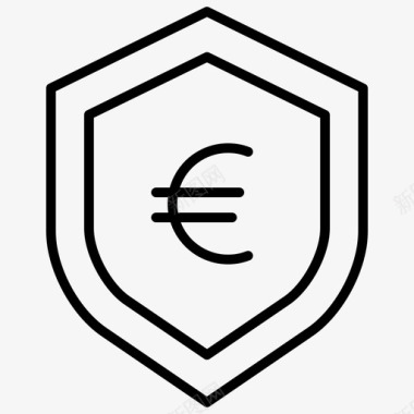 火焰欧元图标盾牌银行预算图标