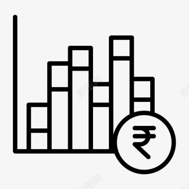 货币卢比分析条形图图表图标