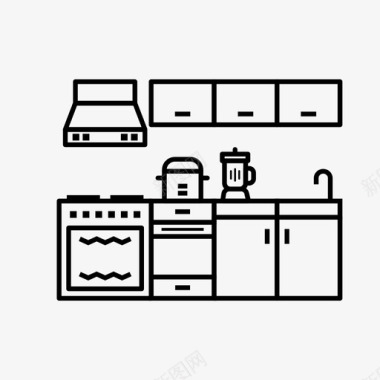 厨房室内设计橱柜厨具图标