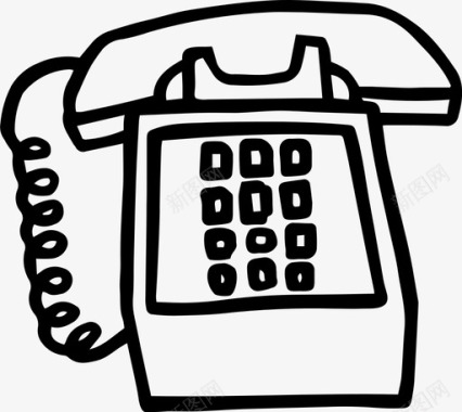 复古手绘小草电话呼叫拨号图标