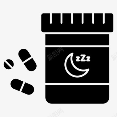 枕头睡眠药医疗夜间图标