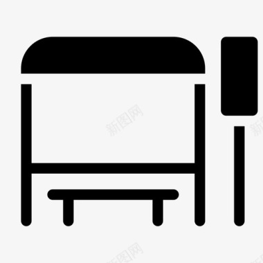 汽车站填充公共汽车站长凳车站图标