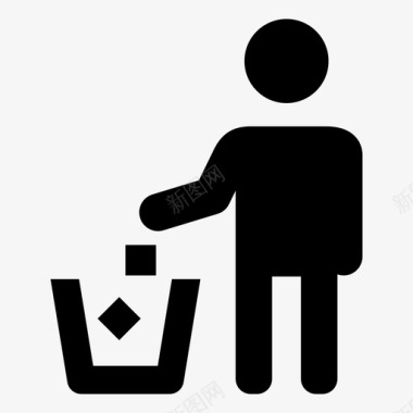 公共标识红垃圾箱罐头垃圾图标