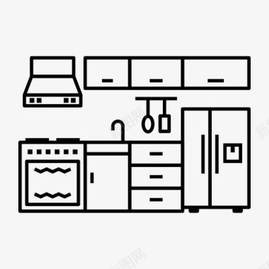 厨房烤箱柜厨房内部电器冰箱图标