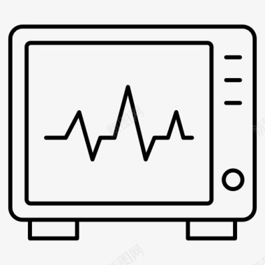 心脏治疗卡通图心电图机心脏病学监护图标