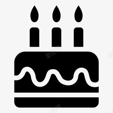 固体生日蛋糕周年纪念面包店图标