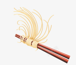 素描绘画面条筷子中国风小PNG图素材