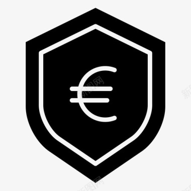 火焰欧元图标盾银行预算图标