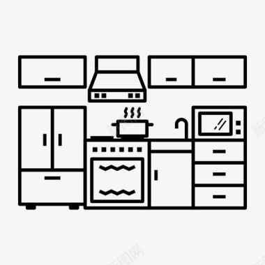 厨师厨房内部厨师冰箱图标