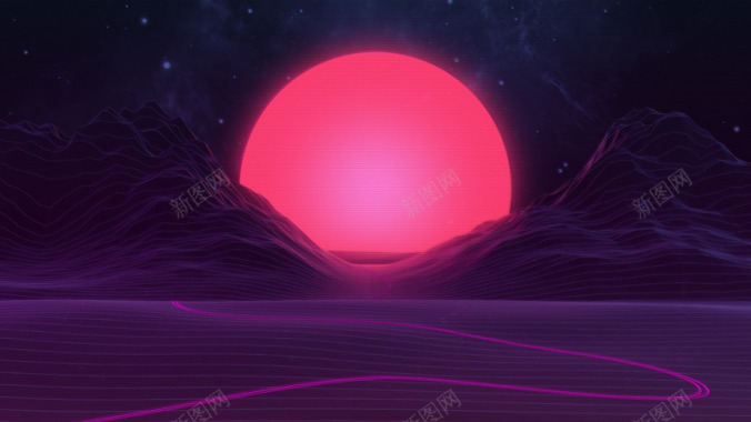一般1920x1080数字艺术作品太阳3DCGI矢量艺术山天自然星光闪烁海报背景背景