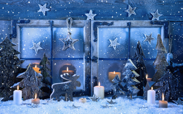 圣诞快乐 窗口 雪花 蜡烛 冬天 雪 壁纸   2560x1600海报背景背景