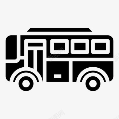 公共标识红公共汽车汽车公共交通工具图标