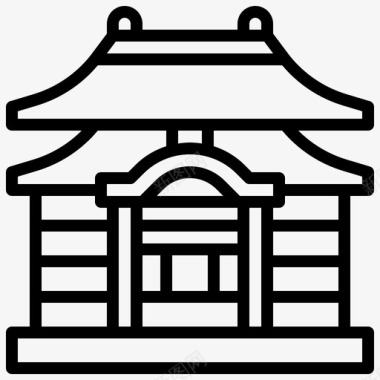 日本民居城堡建筑城市图标