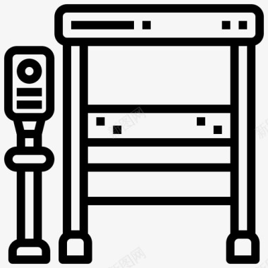 公共标识红公共汽车站建筑长凳图标