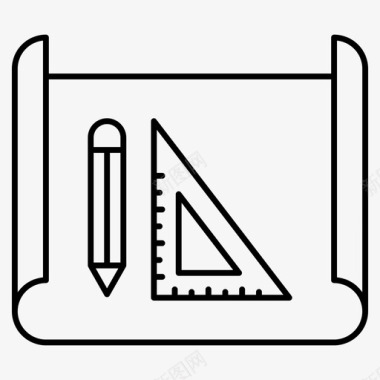 铅笔建筑建筑师蓝图设计师图标