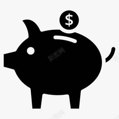 金融图标线性存钱罐信贷存款图标
