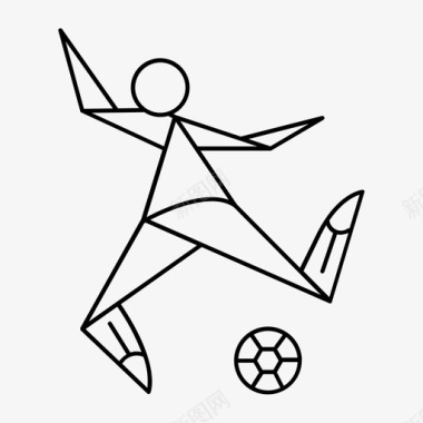 矢量足球踢球剪影图标足球踢球员图标